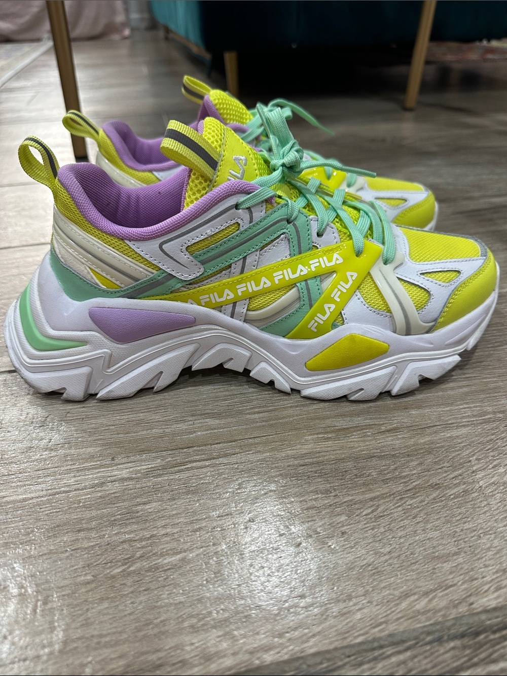 FILA Women's Lime, Lavender & Mint Chunky Sneakers